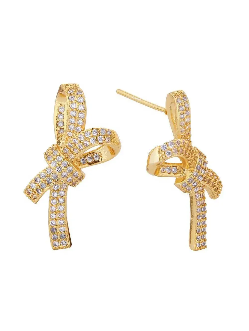 Do Everything In Love Cubic Zirconia Bow Drop Earrings Gold